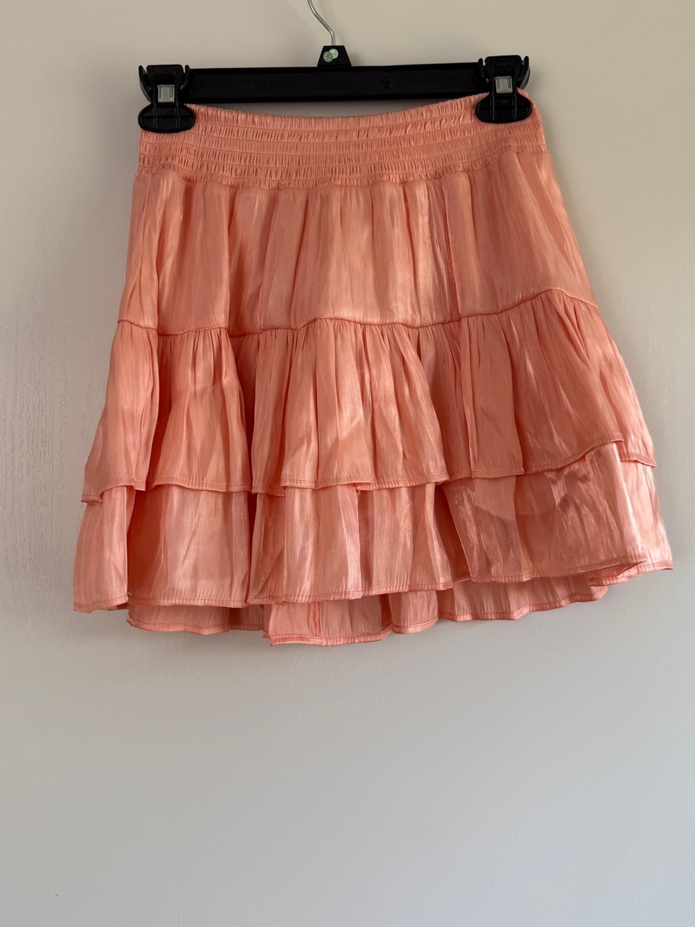 Umgee Peach Tiered Ruffle Skater Skirt